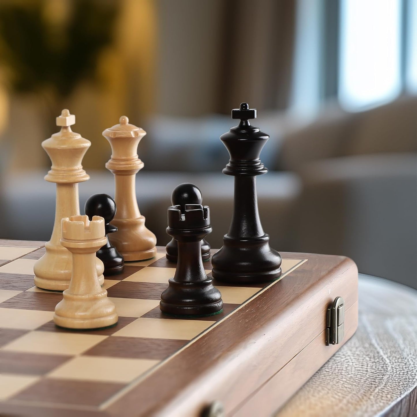 Wooden Chess Pieces Set - 32 Handmade Tournament Figures Made of Natural Wood with 9.5 cm King - Luxury Staunton Design, Includes Storage Bag (without Chessboard)