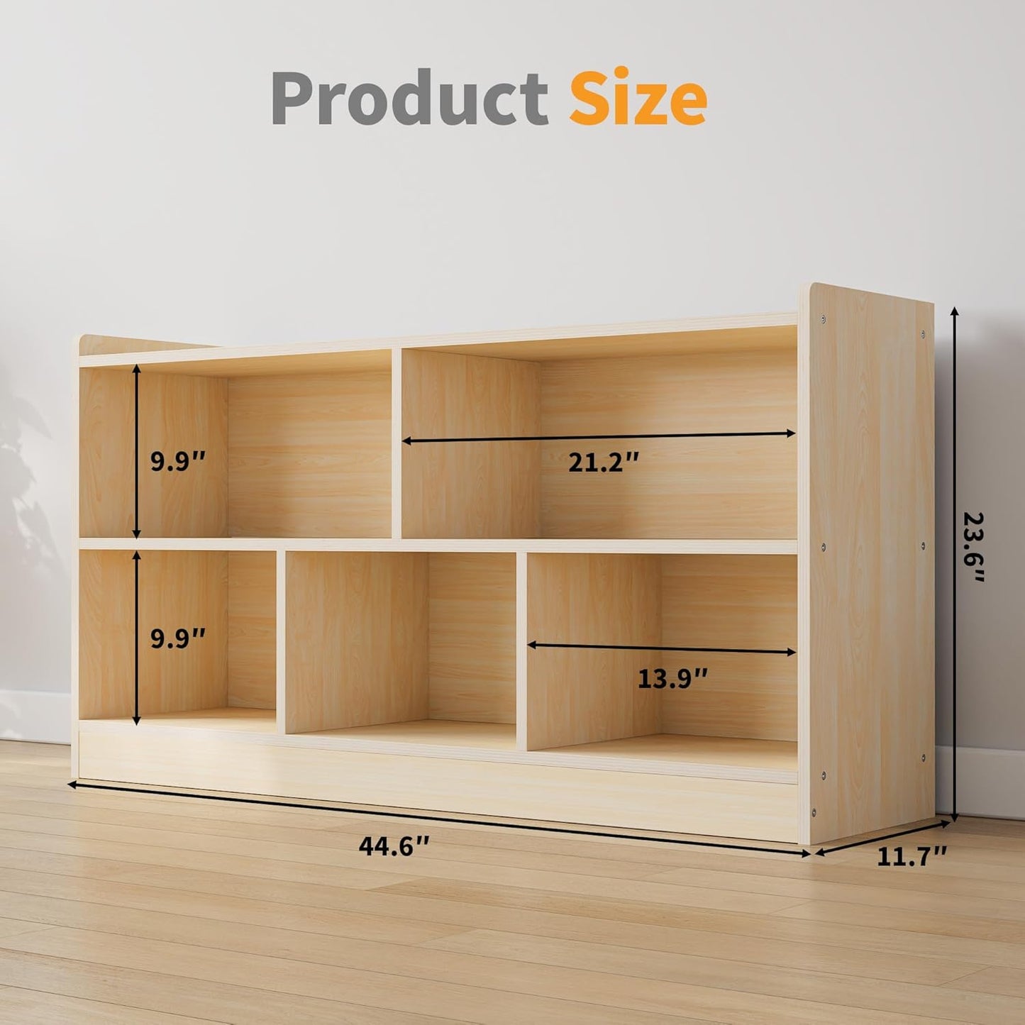 Montessori Birch Plywood Shelf - 5 Tier Storage Cabinet with 2 Tiers Organiser for Nursery, Classroom, Nurseries & Preschools