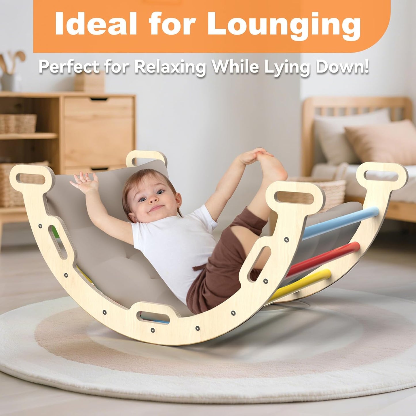 Pikler Triangle Set with Cushion, 7 in 1 Toddler Climbing Toys Indoor, Montessori Foldable Climbing Set, Wooden Climbing Toys for Toddlers Inside with Ramp, Arch and Ladder